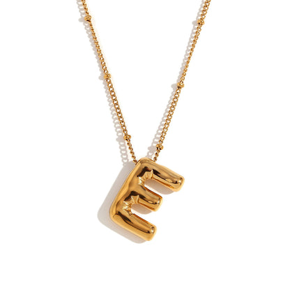 Fashion Letter Number Text Stainless Steel 18K Gold Plated Necklaces