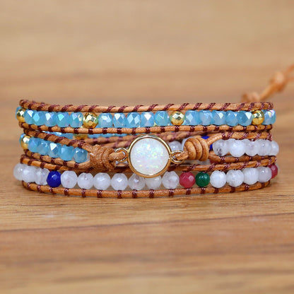 Ethnic Style Round Natural Stone Knitting Bracelets