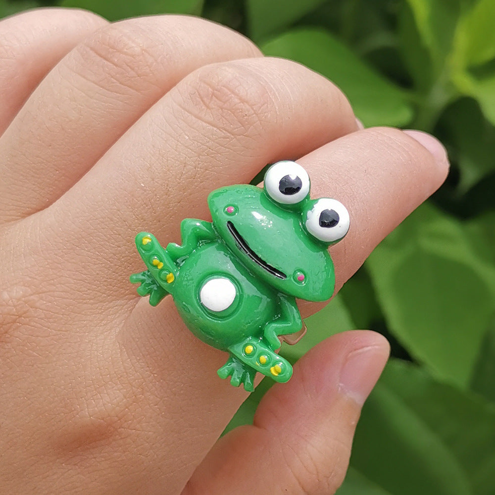 Wholesale Jewelry Cartoon Resin Frog Ring Gooddiy