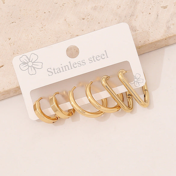 Expressive Quadrilateral Geometric Stainless Steel Electroplating Earrings