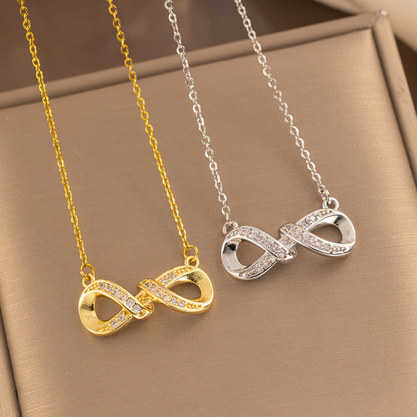 Moderate Luxury Number Letter Text Stainless Steel 18K Gold Plated Necklaces
