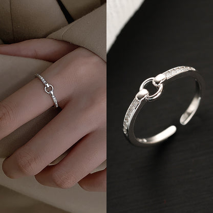 Simple Style Bow Knot Copper Inlay Shell Zircon Open Ring