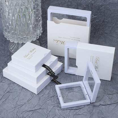 Simple white ring bracelet jewelry display high strength and toughness transparent PE film small fresh jewelry storage box