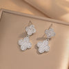 Moderate Luxury Flower Copper Diamond Inlay Stud Earrings