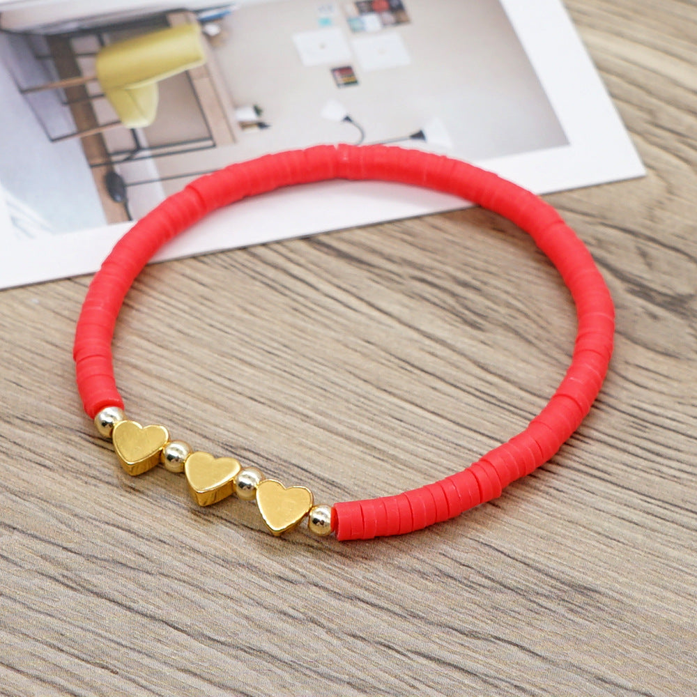 1 Piece Fashion Heart Shape Soft Clay Handmade Unisex Bracelets