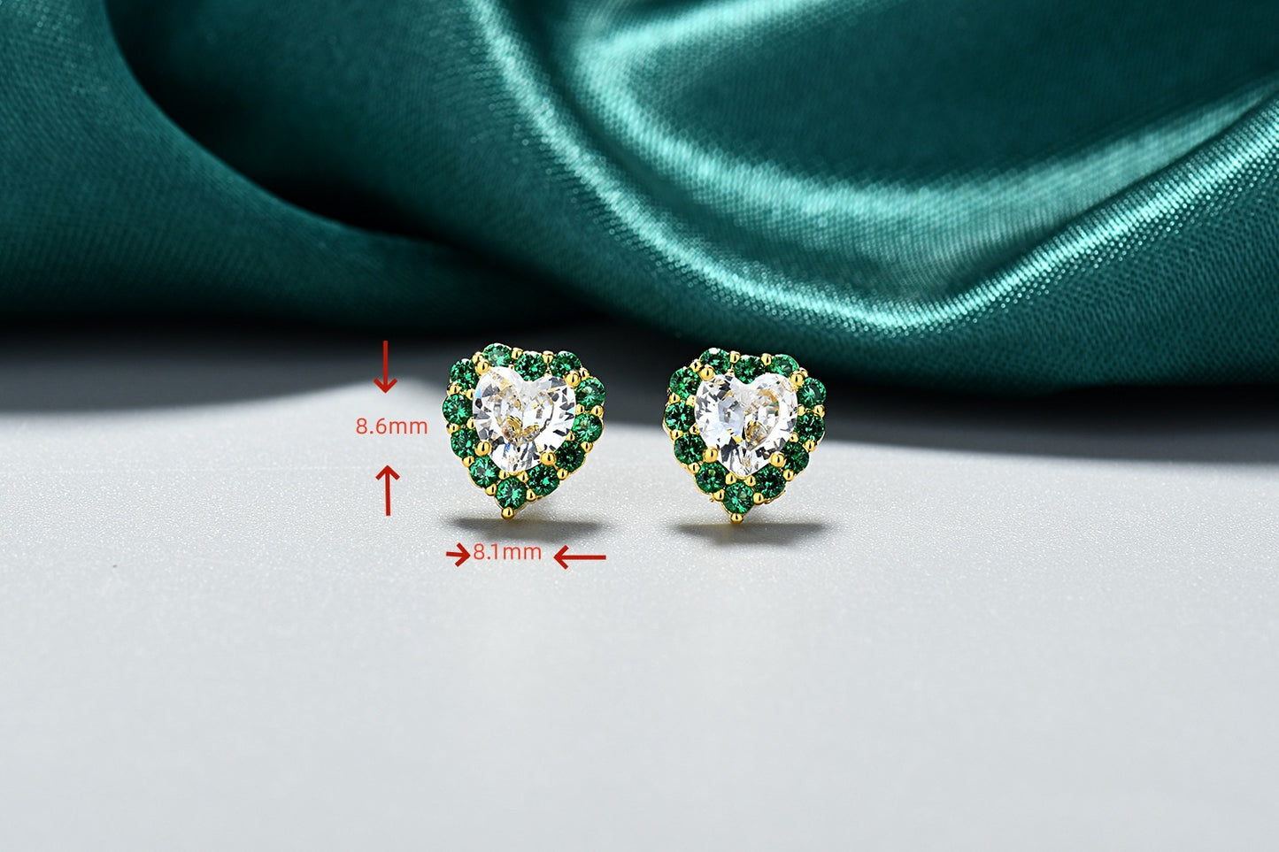 1 Pair Basic Heart Shape Inlay Copper Zircon Ear Studs