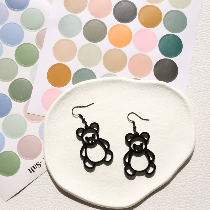 Cute Acrylic Hollow Bear Earrings Fashion Heart Simple Earrings Ear Hooks