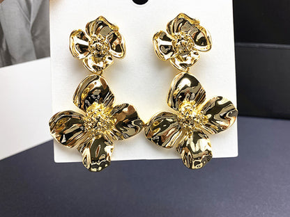 1 Pair Fashion Flower Metal Plating Women's Drop Earrings