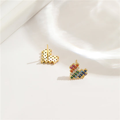 1 Pair Cute Heart Shape Plating Inlay Copper Zircon Ear Studs