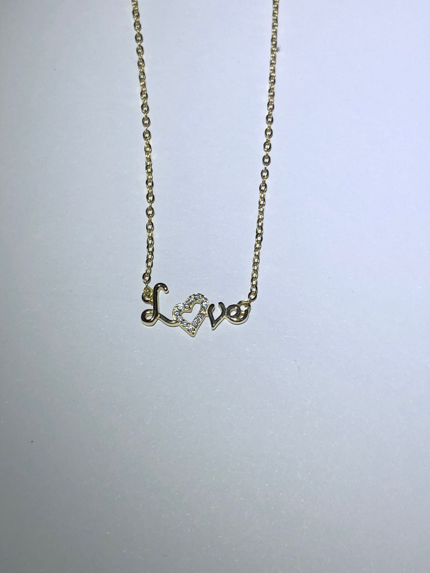 Wholesale Simple Style Letter Sterling Silver 14k Gold Plated Zircon Necklace