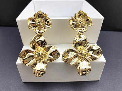 1 Pair Fashion Flower Metal Plating Women's Drop Earrings