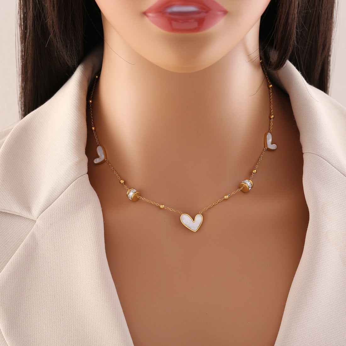 Fashion Heart Stainless Steel Electroplating Necklaces