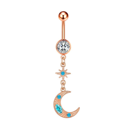 Fashion Heart Shape Copper Plating Zircon Belly Ring 1 Piece