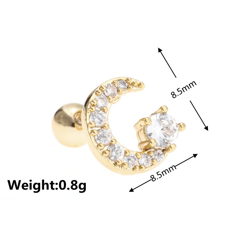 Fashion Heart Shape Copper Plating Inlay Artificial Pearls Zircon Ear Studs 1 Piece