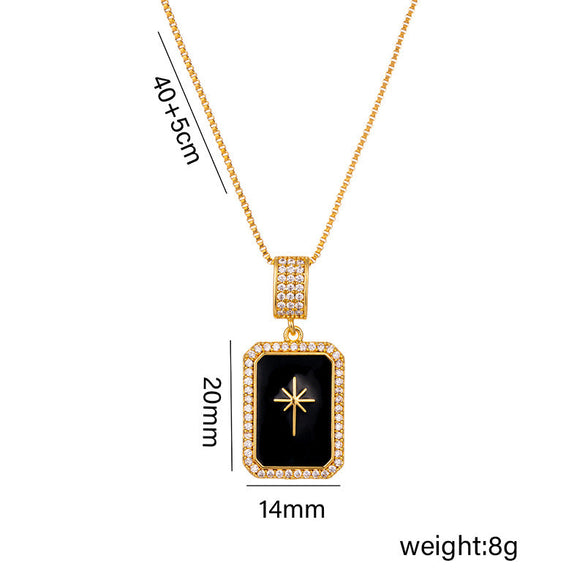 Moderate Luxury Quadrilateral Heart Titanium Steel 18K Gold Plated Necklaces