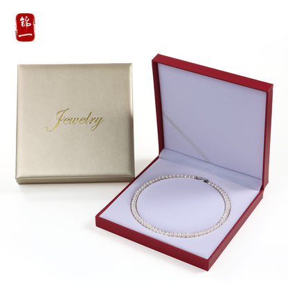 High-end PU leather pearl necklace jewelry box Mother's Day gift box jewelry generous packaging gift box wholesale