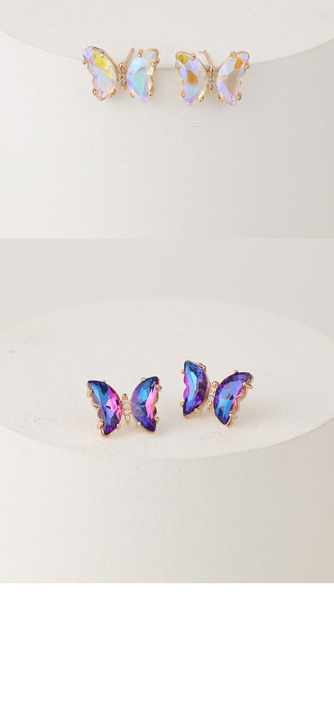 1 Pair Fashion Butterfly Copper Zircon Ear Studs