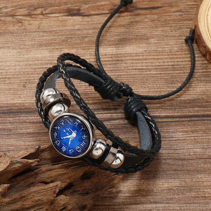 Retro Constellation Pu Leather Knitting Unisex Bracelets