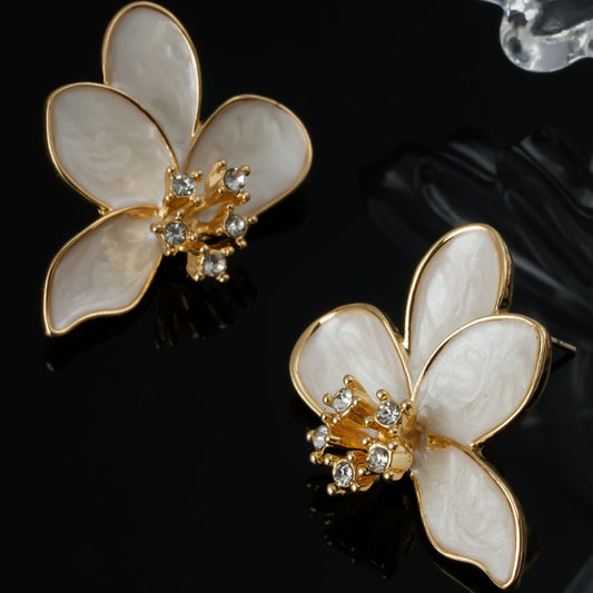 1 Pair Ig Style Sweet Flower Plating Inlay Copper Zircon Ear Studs