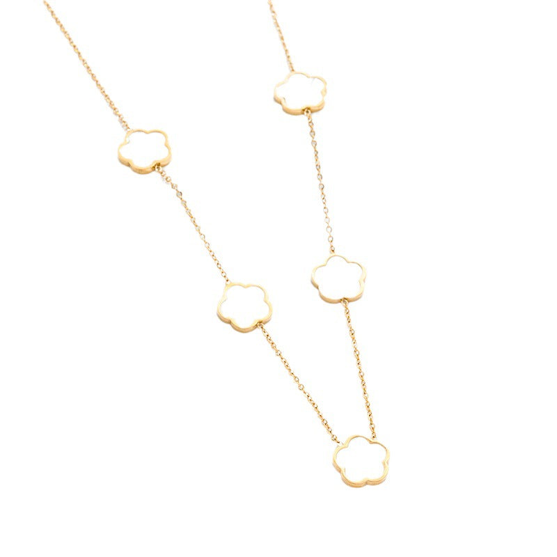 Moderate Luxury Rose Geometric Titanium Steel 18K Gold Plated Necklaces