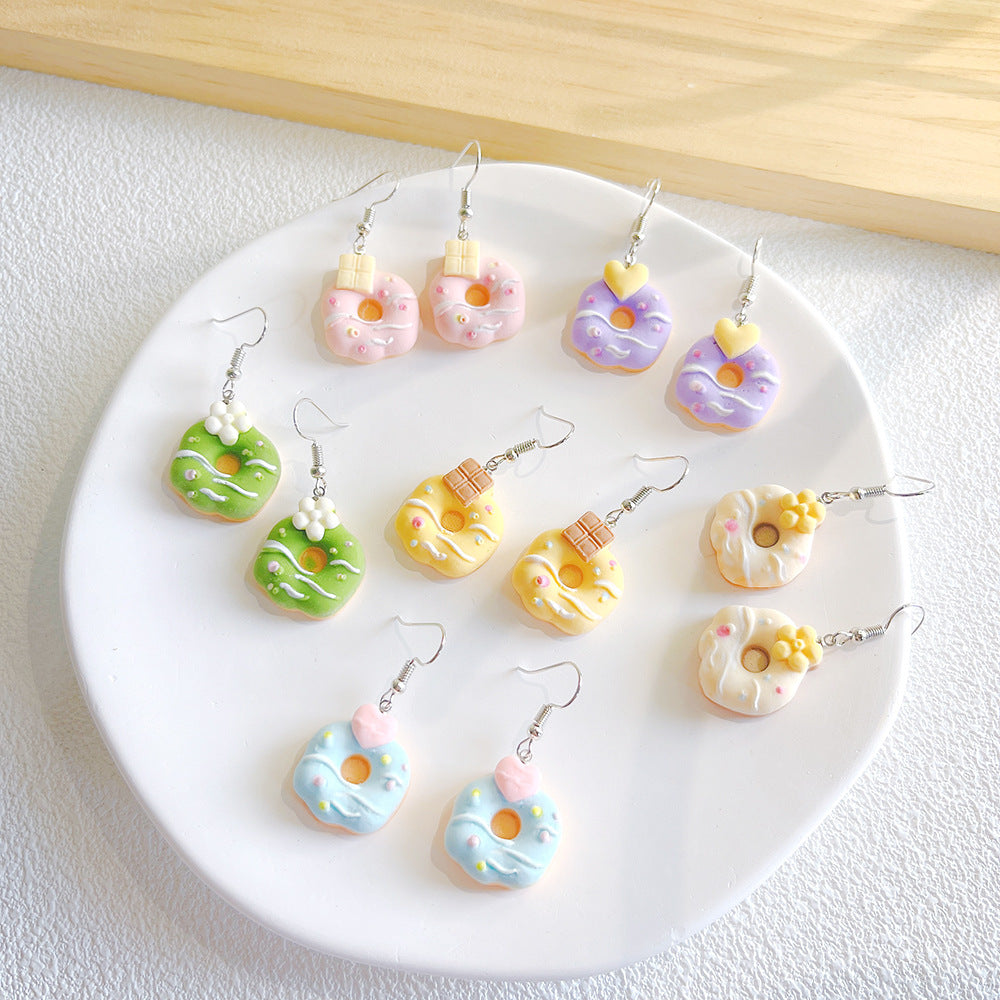 1 Pair Cute Donuts Resin Drop Earrings