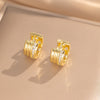 Moderate Luxury Flower Copper Diamond Inlay Stud Earrings