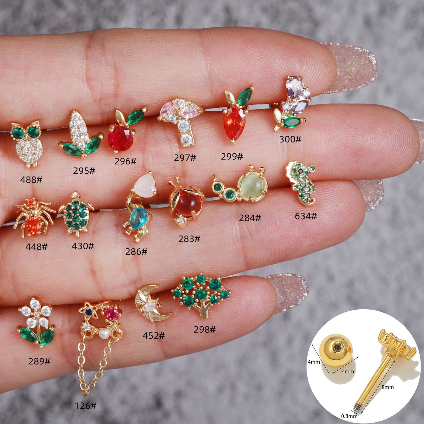 Glam Animal Brass Plating Zircon Ear Studs 1 Piece