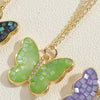 Copper Plated 14K Real Gold Color Dripping Oil Butterfly Pendant Necklace Women's Ins Personalized Design Shell Zircon Clavicle Chain