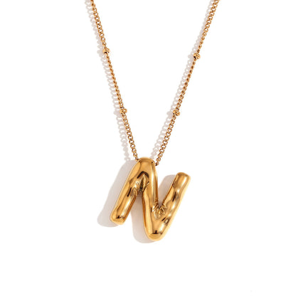 Fashion Letter Number Text Stainless Steel 18K Gold Plated Necklaces