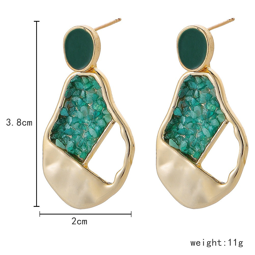 1 Pair Fashion Irregular Heart Shape Alloy Inlay Gravel Women's Drop Earrings