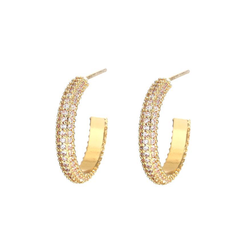 1 Pair Simple Style Geometric Copper Inlay Zircon 18k Gold Plated Earrings