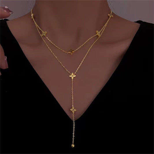 Cartoon Geometric Titanium Steel 18K Gold Plated Necklaces