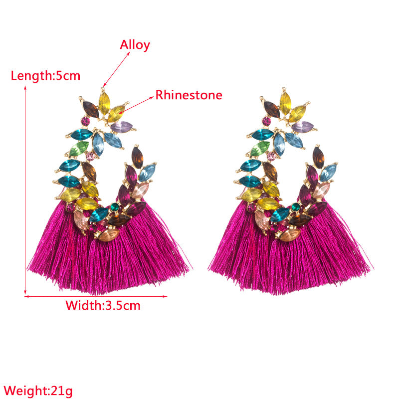 Fashion Geometric Alloy Tassel Rhinestone Drop Earrings