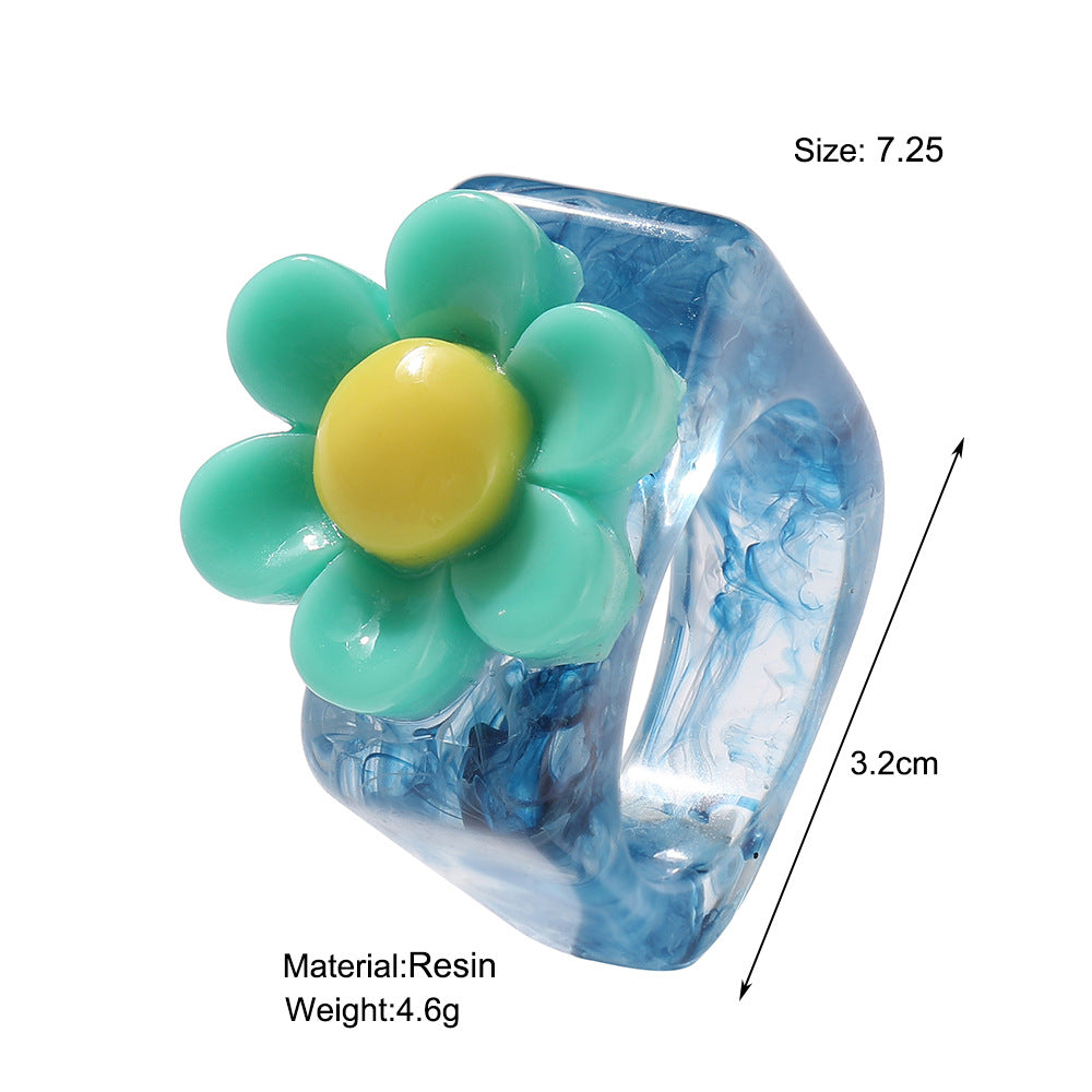 Cute Flower Resin Ring Wholesale Jewelry Gooddiy