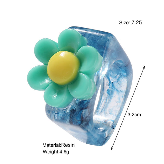 Cute Flower Resin Ring Wholesale Jewelry Gooddiy