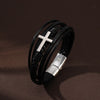 Retro Simple Style Cross Pu Leather Knitting Plating Men'S Bangle