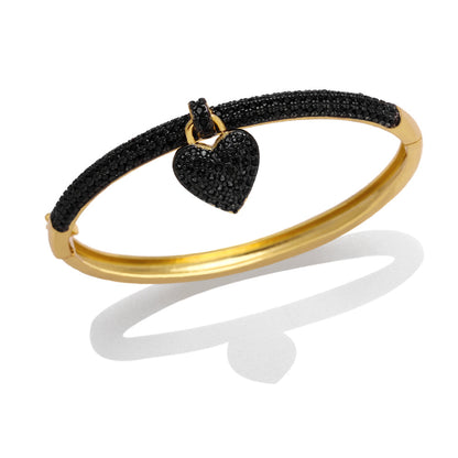 Elegant Glam Heart Shape Copper Plating Inlay Zircon Bangle