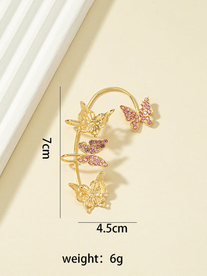 Simple Style Butterfly Alloy Plating Rhinestones Women's Ear Clips 1 Piece