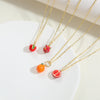 Independent station popular tropical fruit retro high-grade texture pendant copper plated 14K real gold personality exquisite O-word necklace