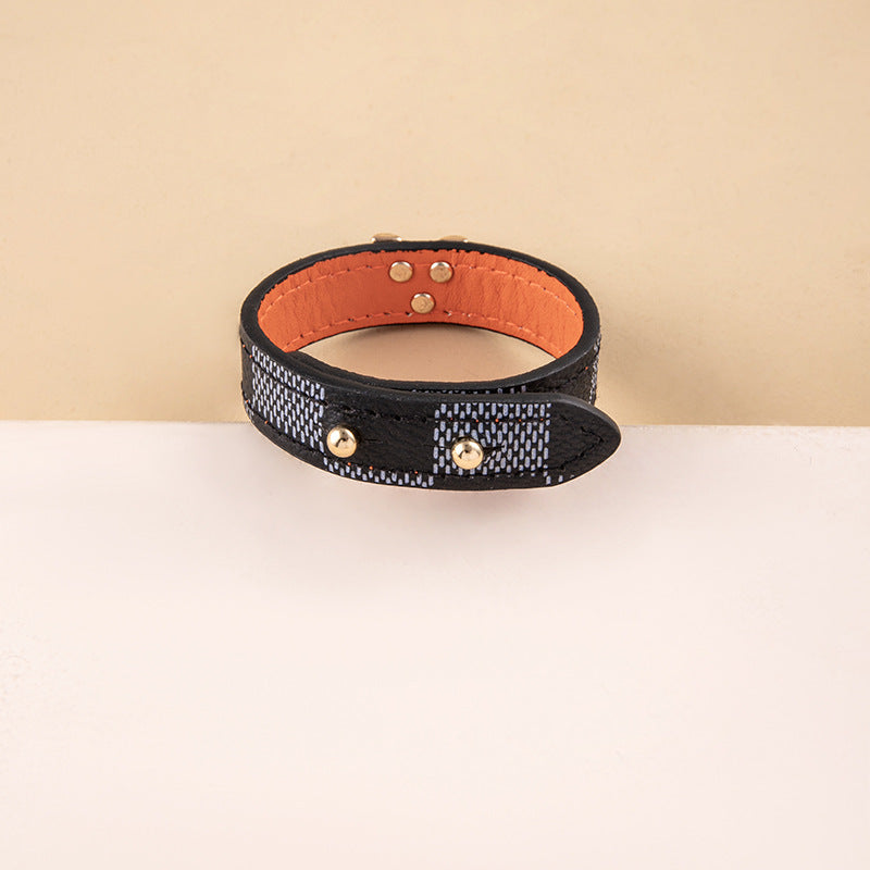 Simple Style V Shape Letter Lattice Pu Leather Wholesale Wristband