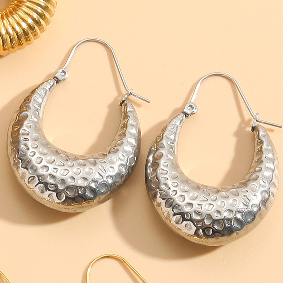 Cross-border hot-selling titanium steel hammer spring temperament earrings ins style personality versatile luxury light luxury fashion earrings women