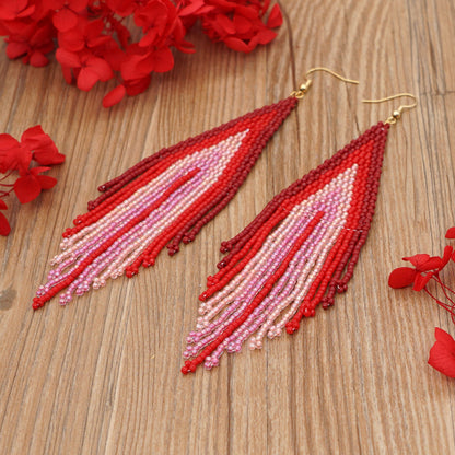 Bohemian Ethnic Hand-woven Tassel Long Earrings