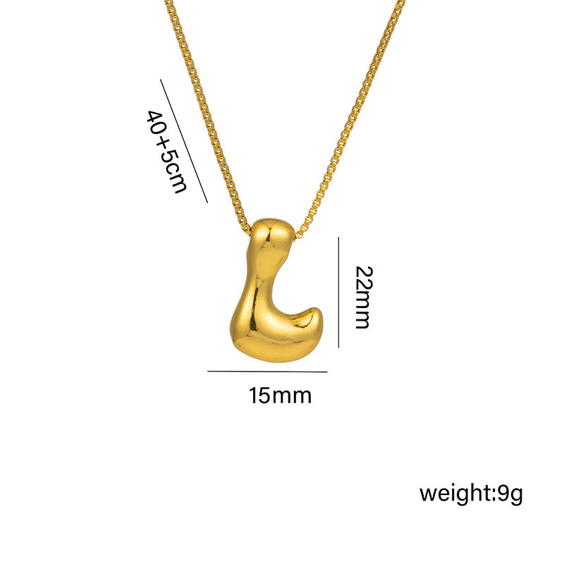 Letter Text Number Titanium Steel 18K Gold Plated Necklaces