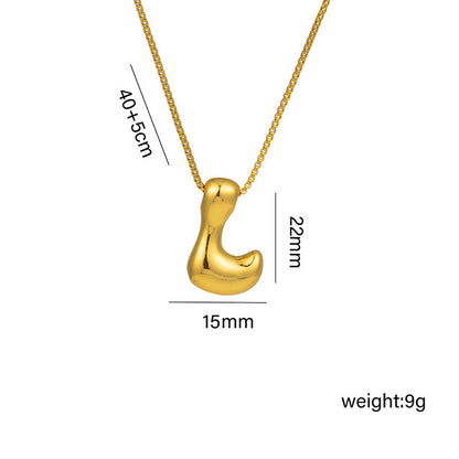 Letter Text Number Titanium Steel 18K Gold Plated Necklaces