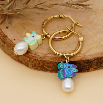 Bohemian Color Matching Simple Soft Ceramic Pearl Earrings Wholesale