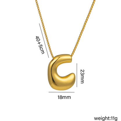 Letter Text Number Titanium Steel 18K Gold Plated Necklaces