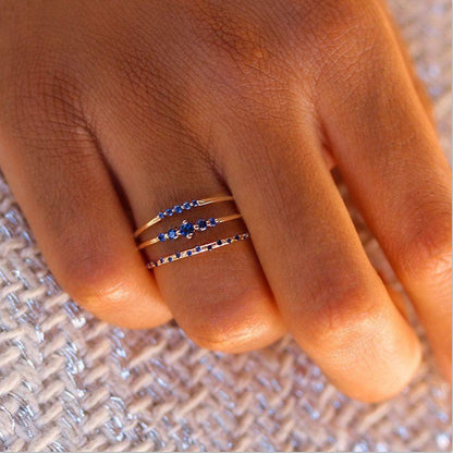 Fashion Micro-inlaid Zircon Thin Sapphire Ring Wholesale Gooddiy