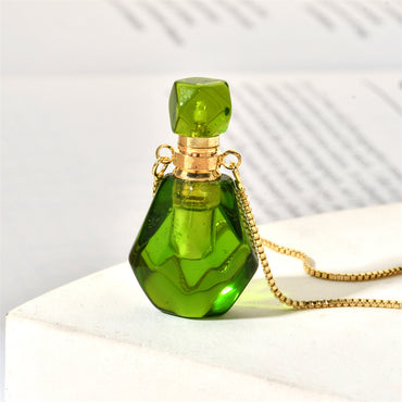 Elegant Sweet Perfume Bottle Stone Copper Pendant Necklace