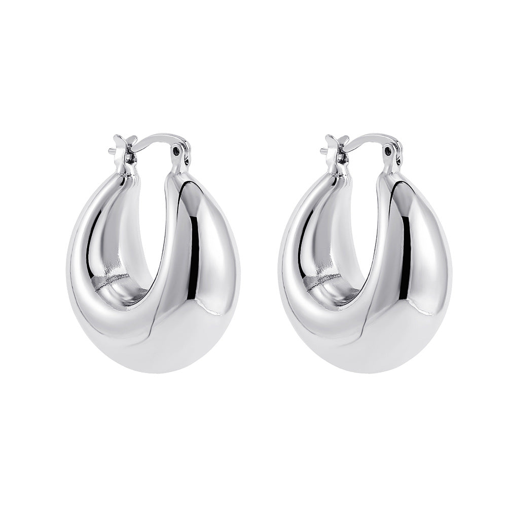 1 Pair Exaggerated U Shape Water Droplets Plating Stainless Steel Hoop Earrings