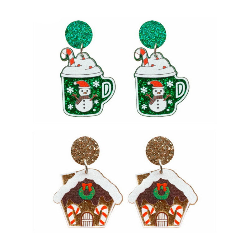 1 Pair Cartoon Style Color Block Printing Arylic Drop Earrings